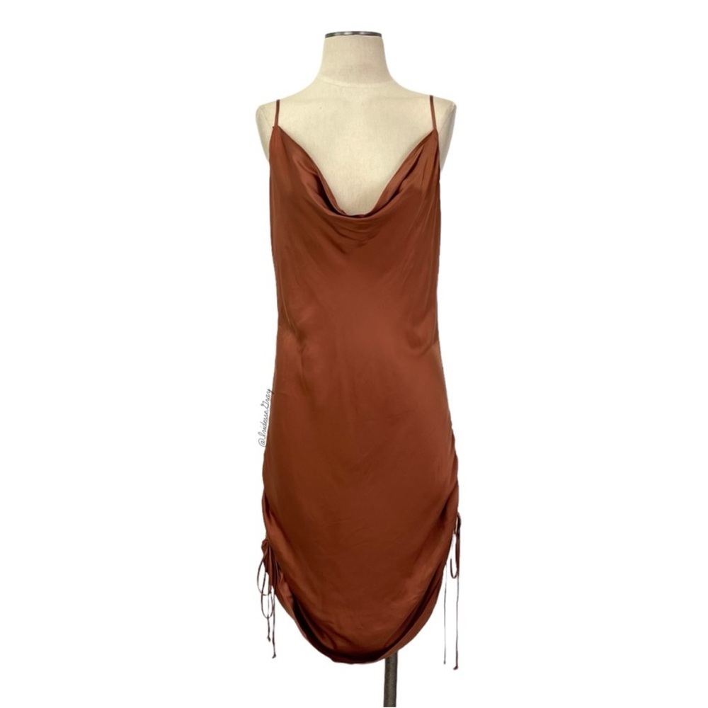Aritzia- Wilfred Only Ruched Dress in Genuine Brown Size XL